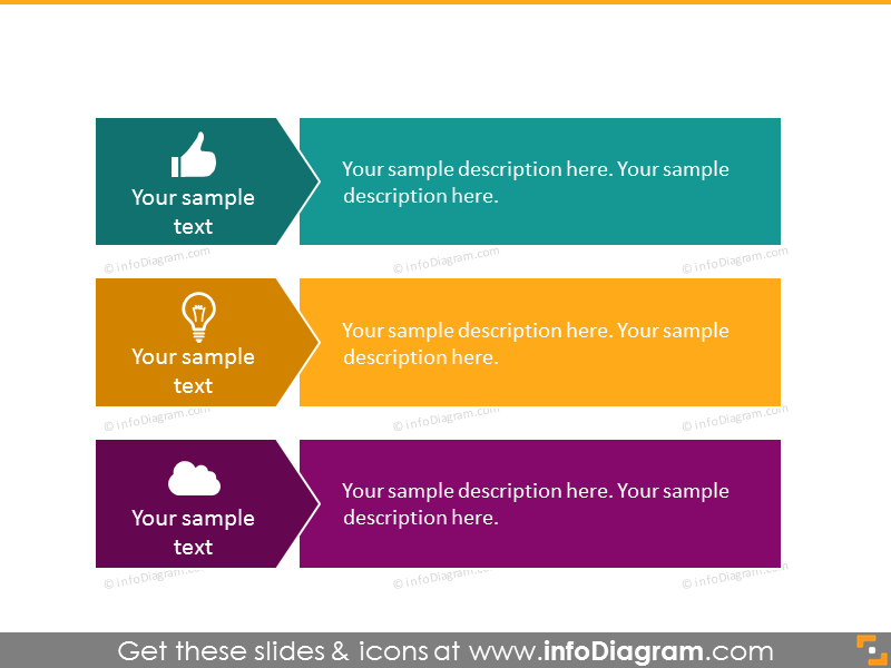 simple list for 3 items with icons and textboxes