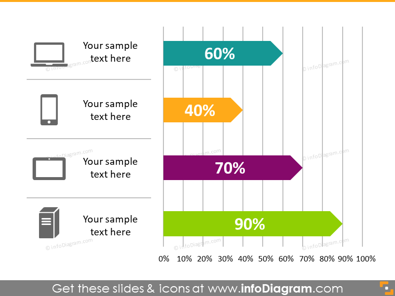 bar chart infographics template flat powepoint