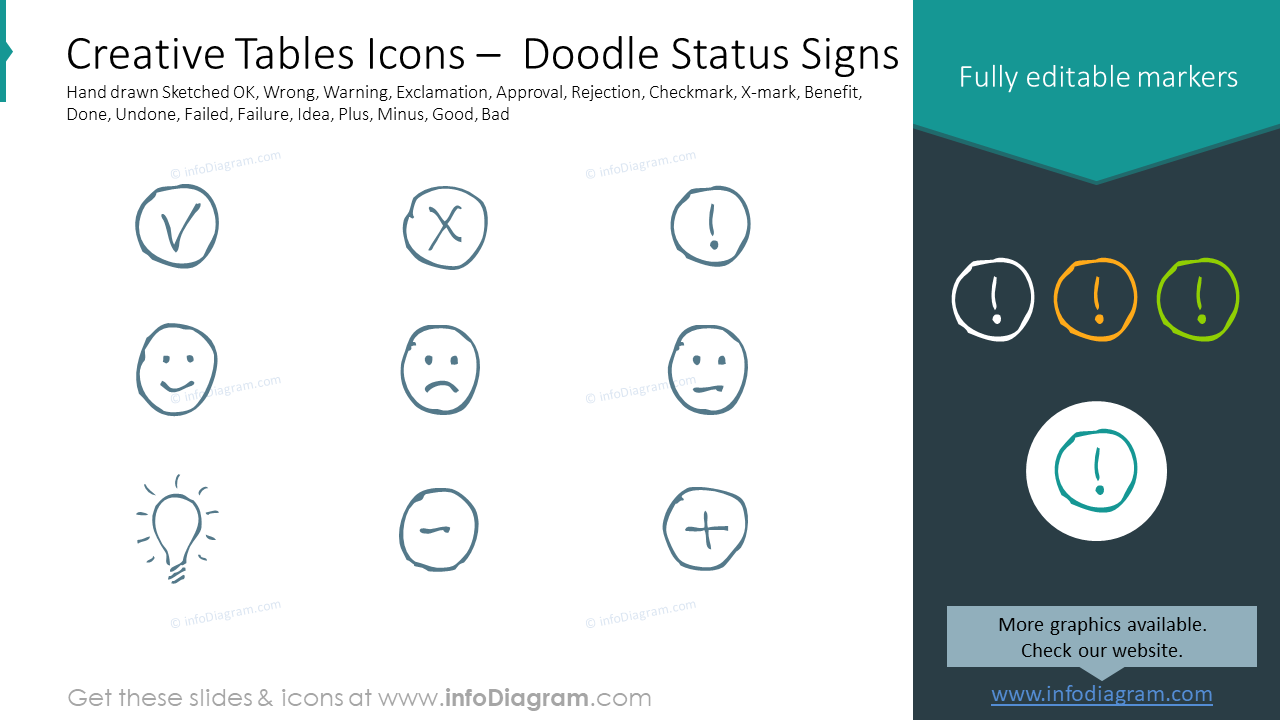 Creative Tables Icons –  Doodle Status Signs