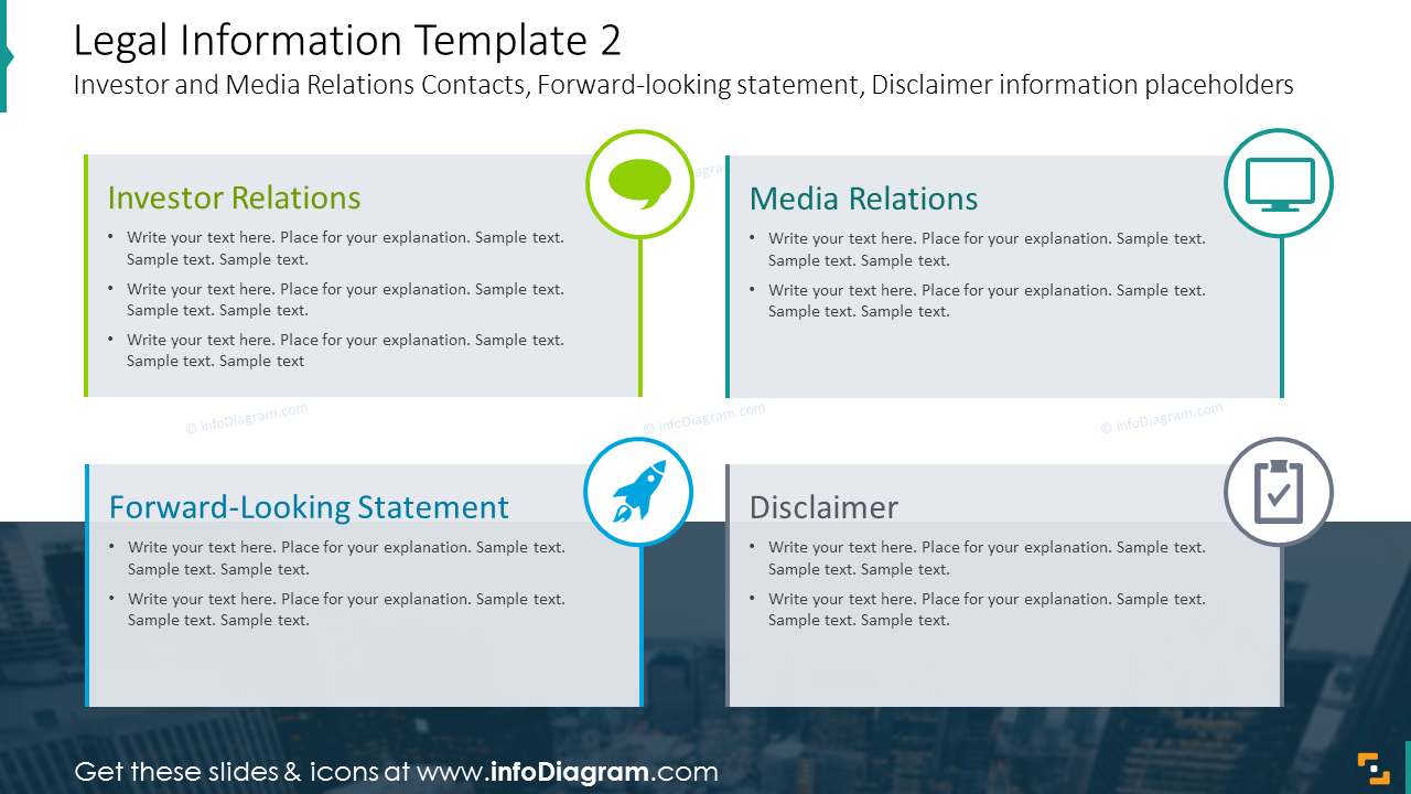 Legal information presented with flat style  graphics