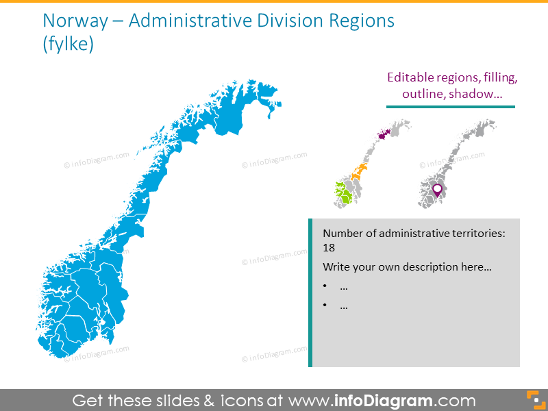 Norwegen Verwaltungsdivision Karte PPT Folie
