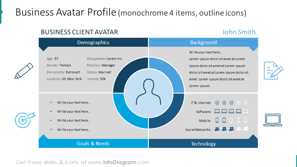 Business Avatar Profile PowerPoint Template - infoDiagram