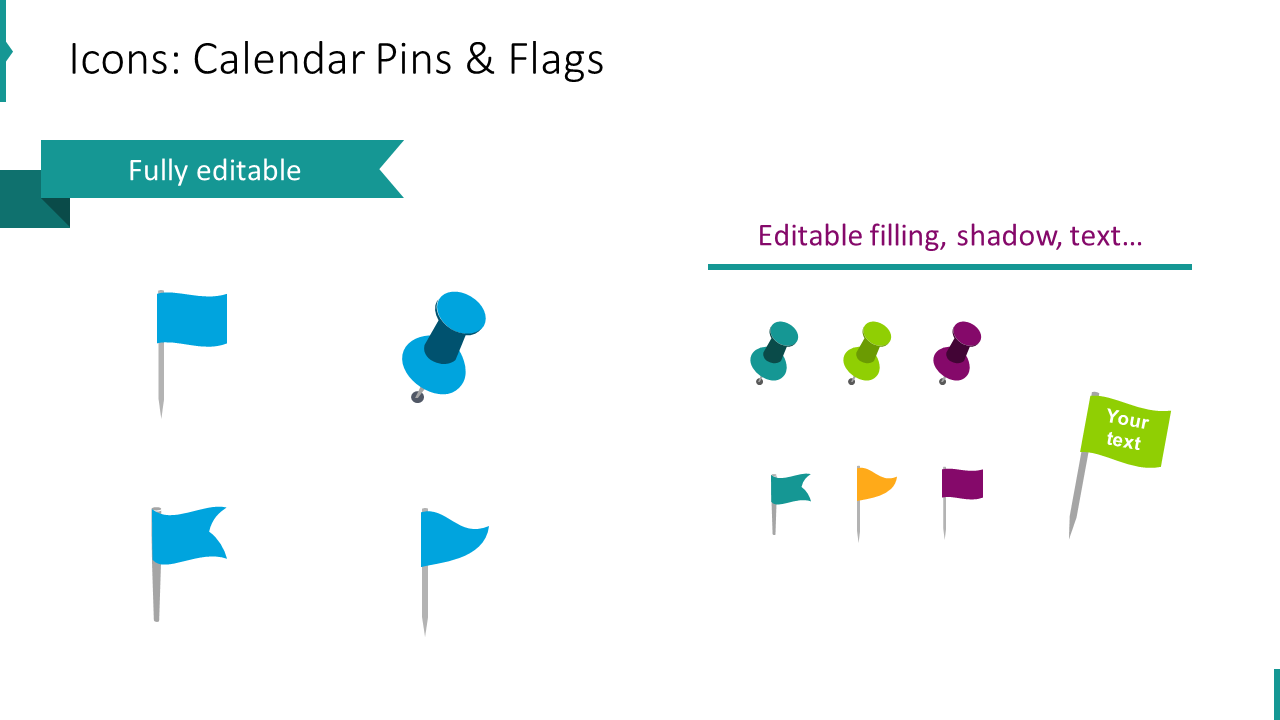 Symbole: Kalender Pins & Flaggen