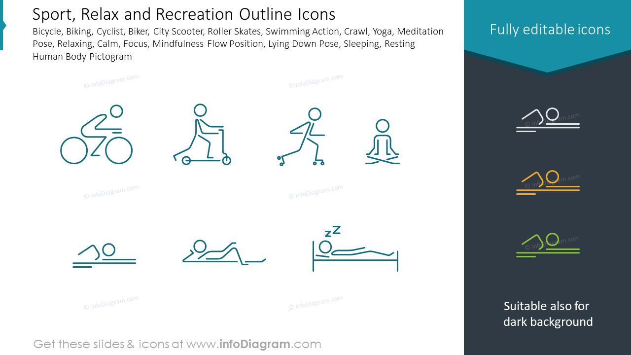 Sport, Relax and Recreation Outline Icons