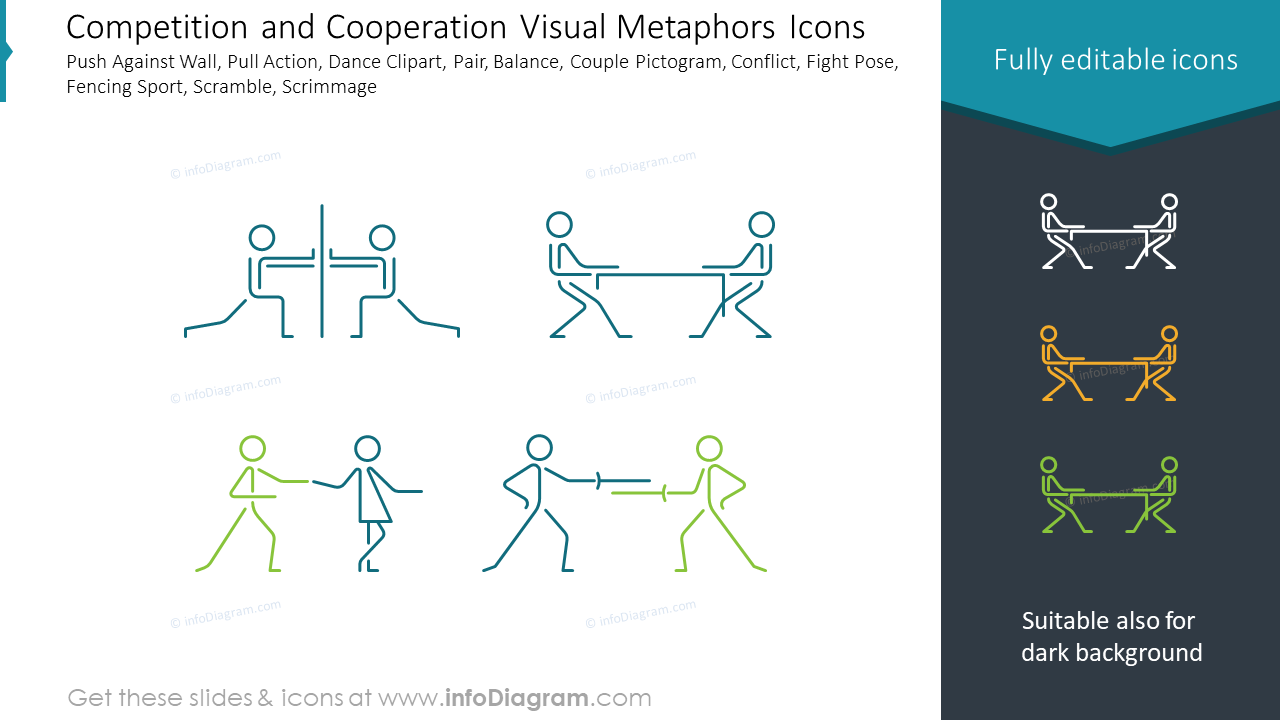 Competition and Cooperation Visual Metaphors Icons