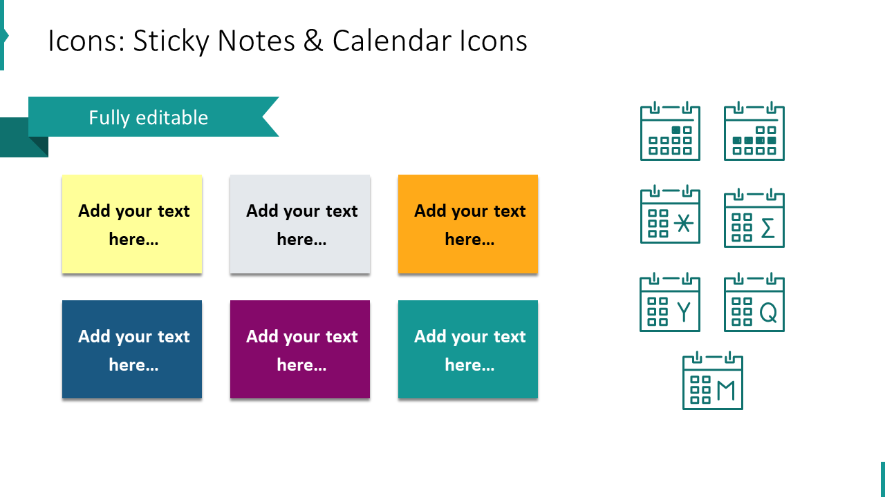Icônes : Notes adhésives et icônes de calendrier