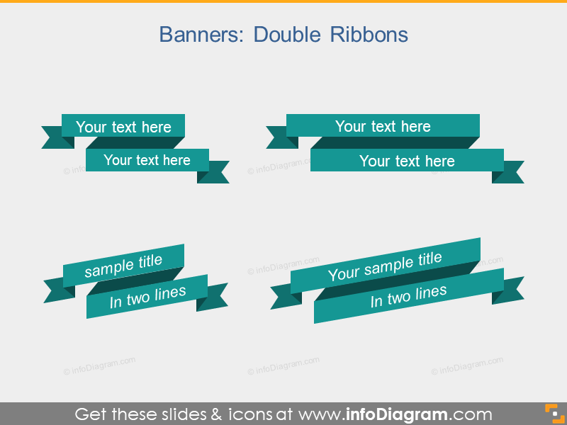 Bannières plates, rubans doubles, infographies, clipart PPT