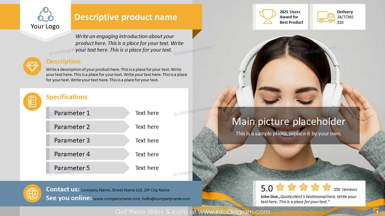 Physical Product Description - One Pager Slide | Professional One-Pager PowerPoint Templates