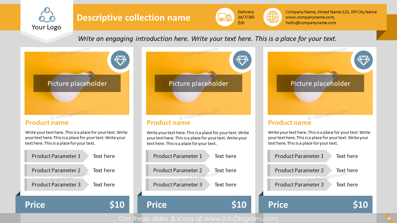 Plantilla de Una Página de Colección de Productos | Plantillas de PowerPoint de Una Página Profesional
