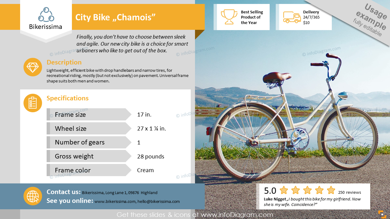 Ejemplo de folleto de bicicleta de ciudad de productos deportivos y de ocio
