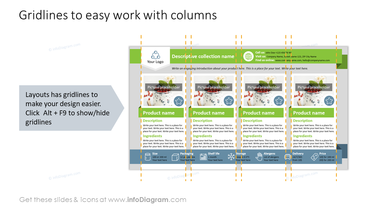 Gridlines to easy work with columns