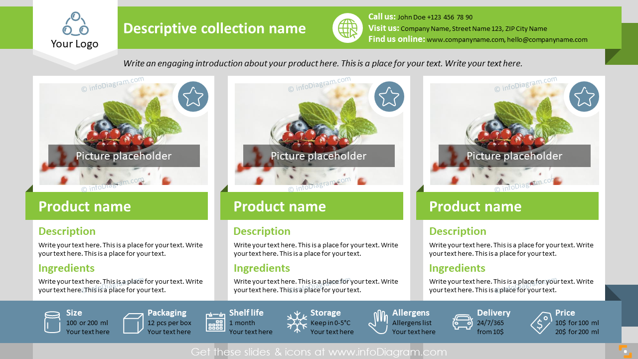 Sell Sheet for Food Products Collection