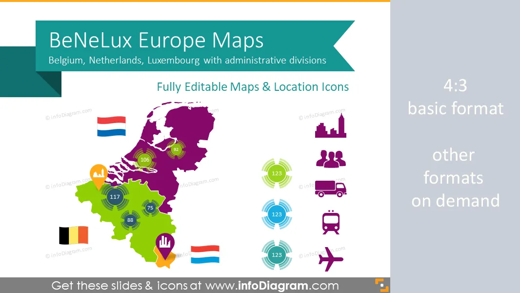 Benelux Europe Maps with Administrative Territories (PPT editable) preview 1