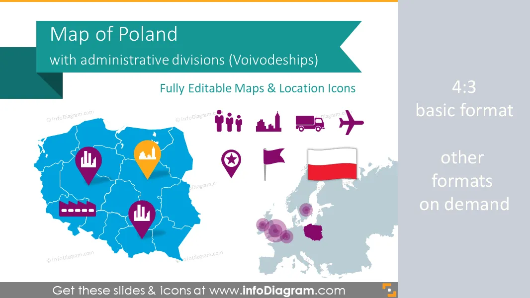Poland Maps with Regions - Voivodeships Divisions (PPT Template) preview 1