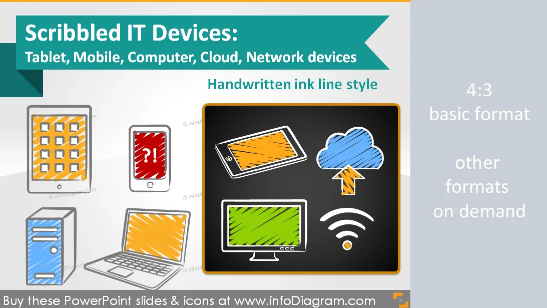 IT Devices Scribbled Tablet Mobile Computer Cloud (PPT icons) preview 1