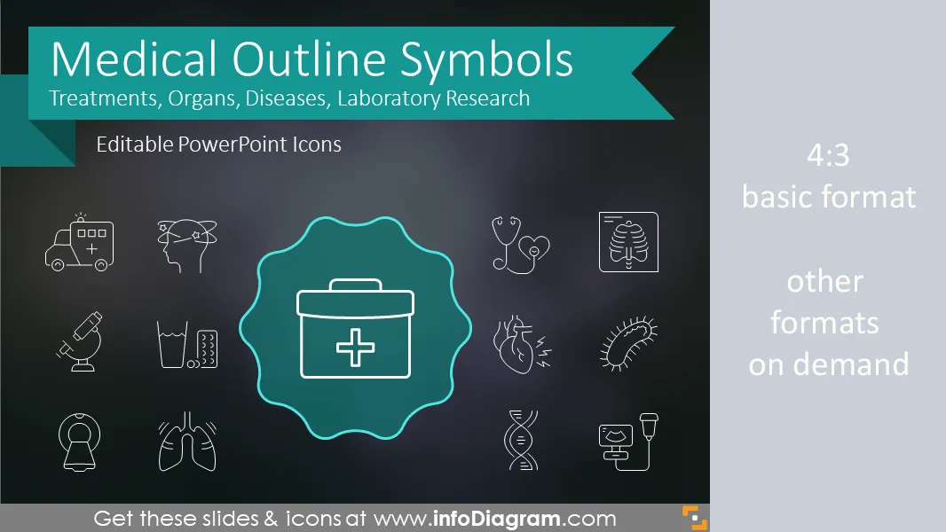 Medical Signs and Outline Health Symbols for presentations (PPT icons) preview 1