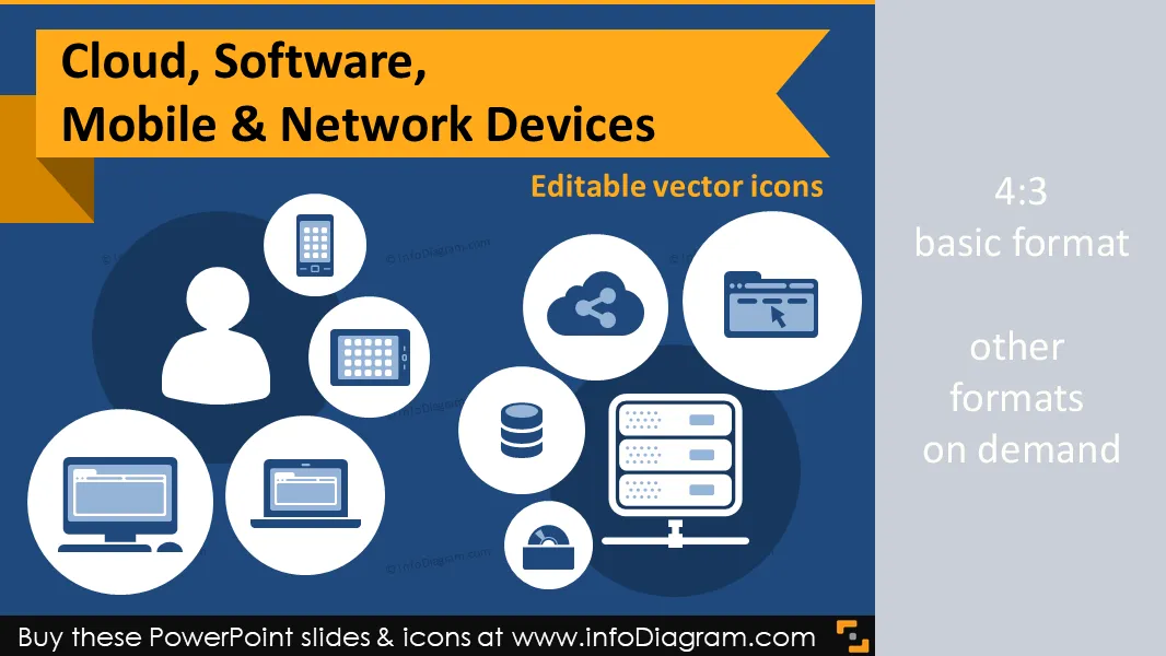 IT-Icons Cloud, Software, Mobile & Netzwerkgeräte (flache PPT Clipart) preview 1