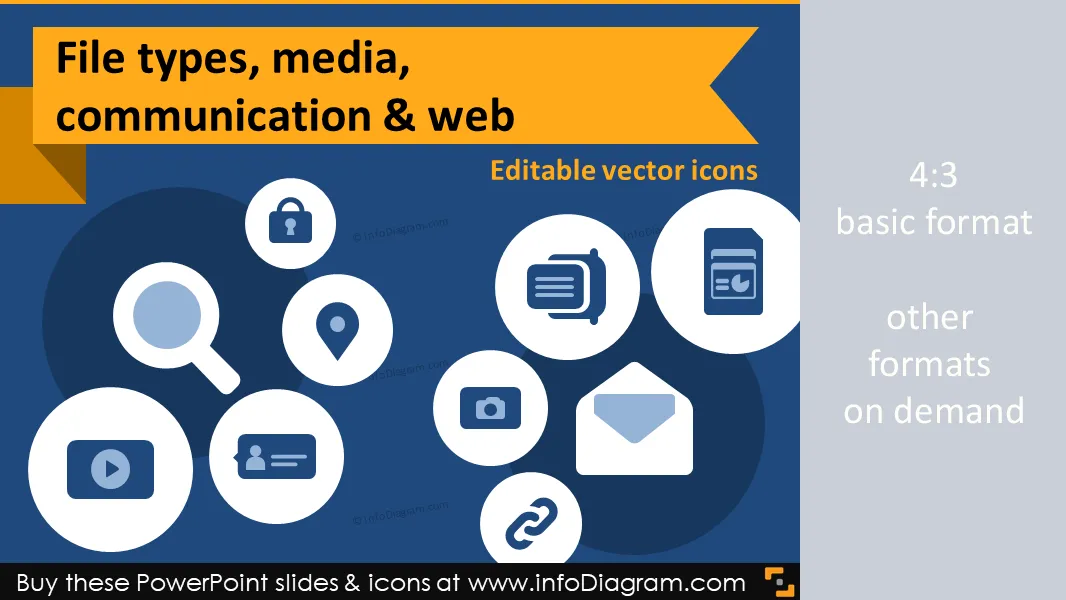 IT icons File Types, Media, Web, Communication (flat PPT clipart) preview 1