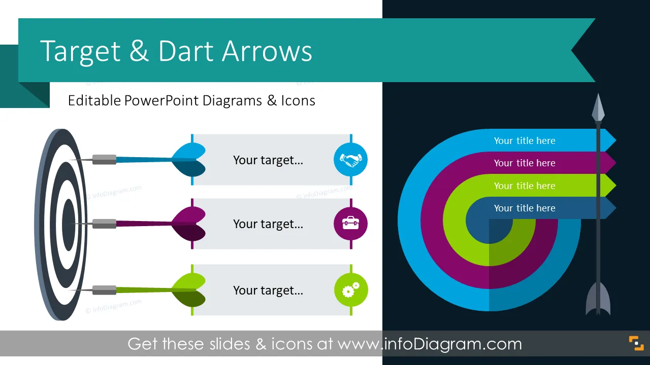 Target Bullseye and Dart Arrows Graphics (PPT Template) preview 1