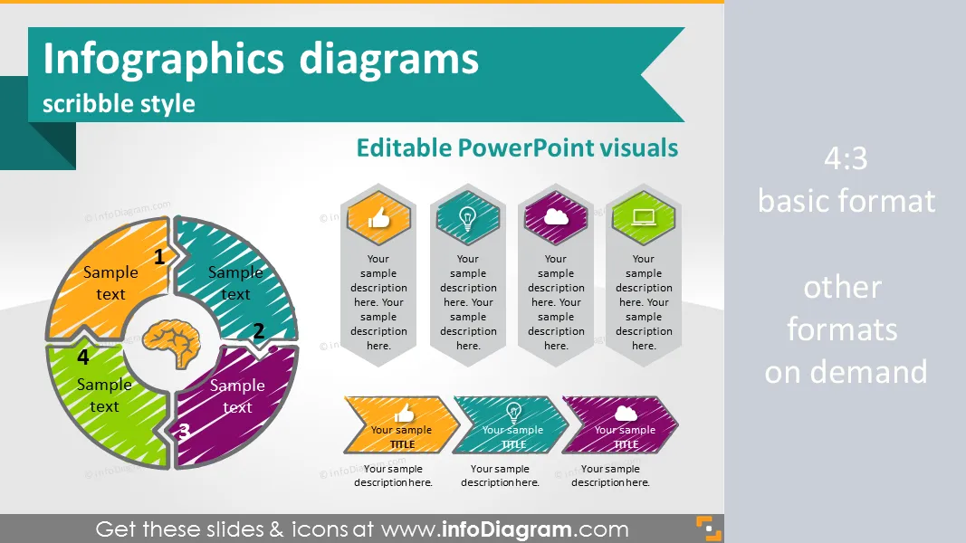 Hand Drawn Scribbled Infographics diagrams and symbols (PPT shapes) preview 1