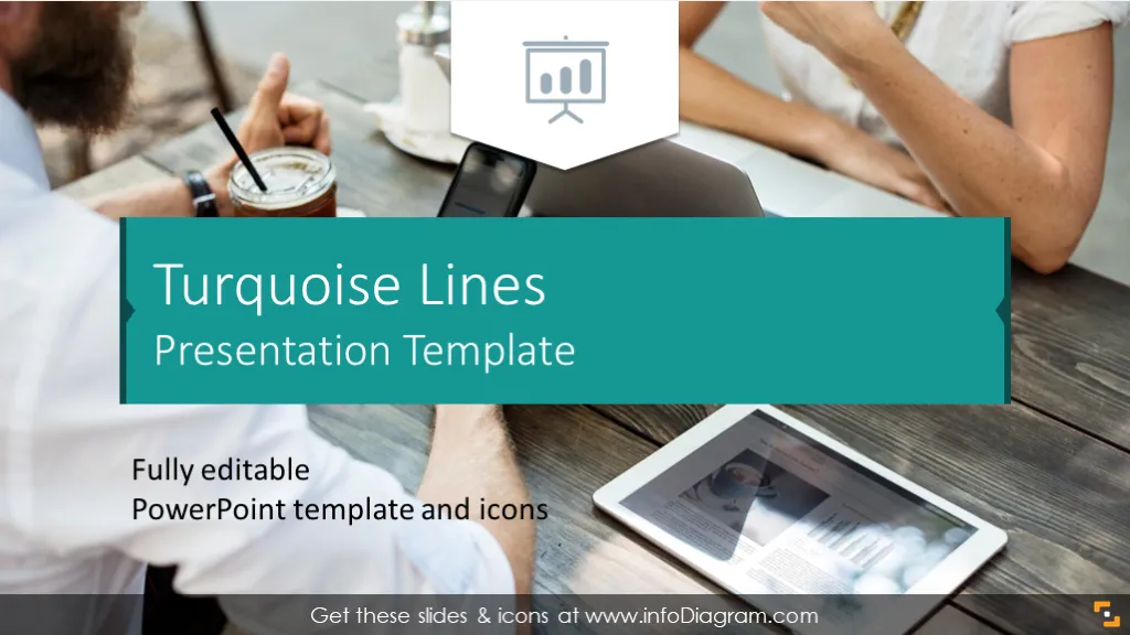 Turquoise Lines Presentation Template (PPTX slide deck) preview 1