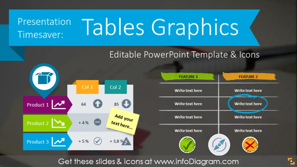Presentation Timesaver: Tables Graphics (PPT template & icons) preview 1
