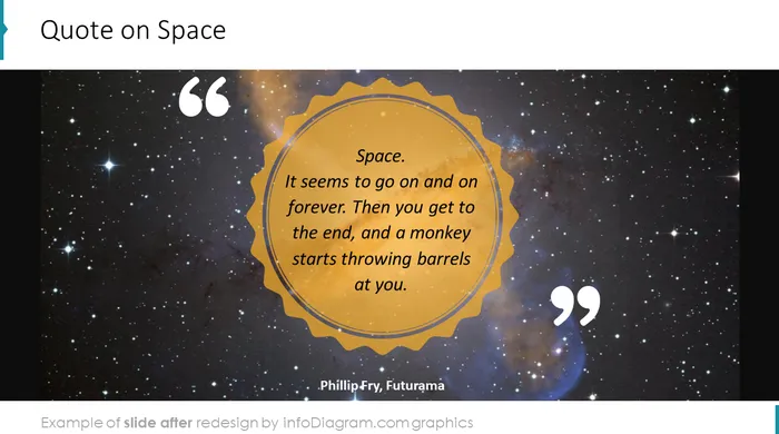 quote on space slide after redesign in powerpoint by infodiagram