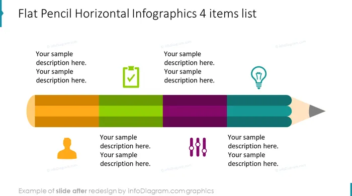 Flat Infographic Pencil Template Slide after redesign