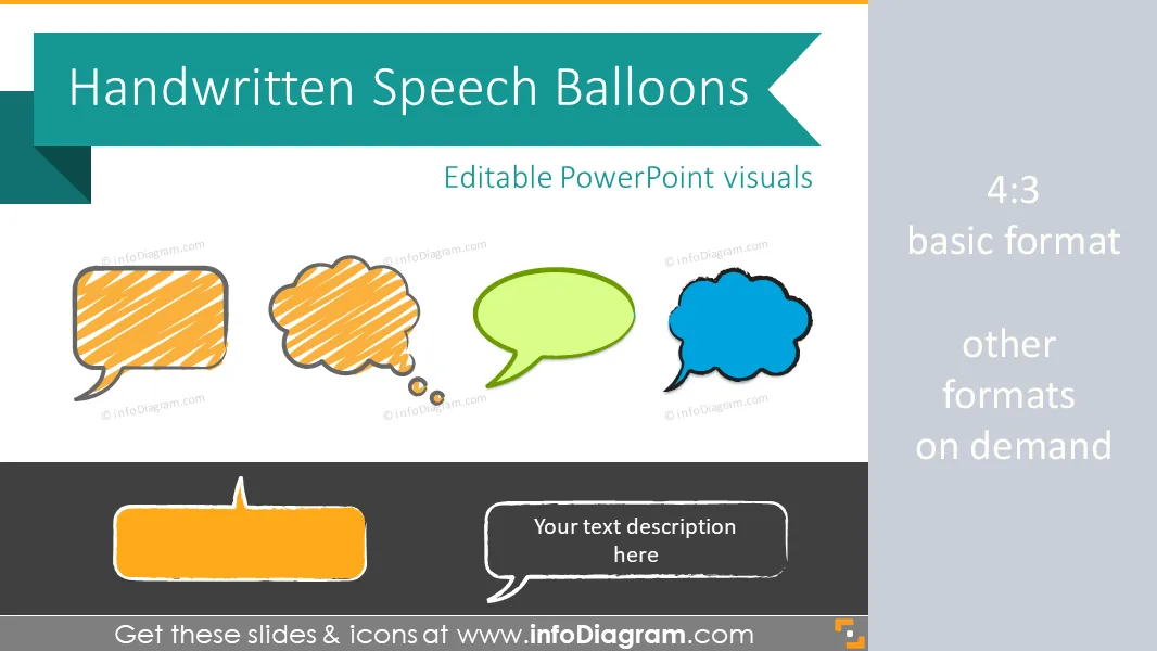 Speech Balloons Handwritten Bubbles Sketches (PPT clipart shapes) preview 1