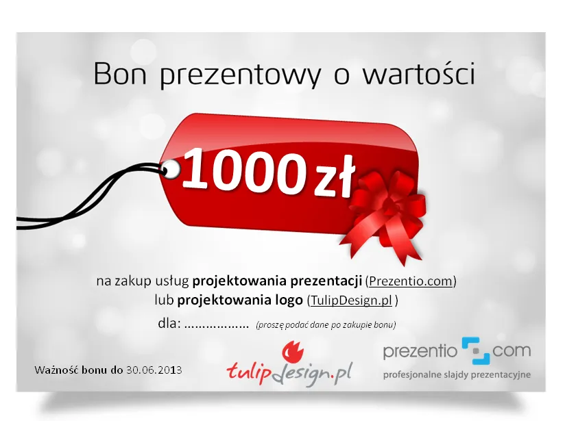 Bon prezentowy 1000 zł na usługi projektowania slajdów i logo preview 1