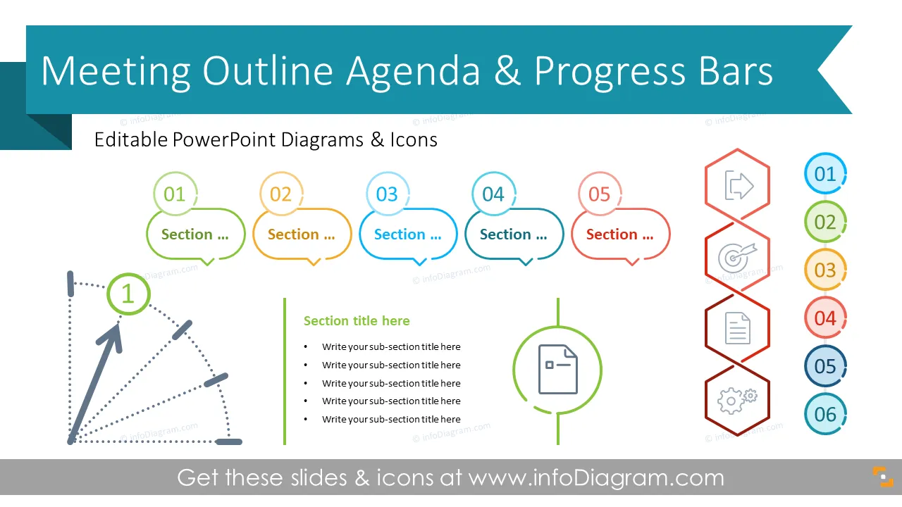 Meeting Outline Agenda & Sections Indicators (PPT Template) preview 1