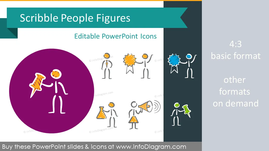 Scribble People Figures (PPT icons & clipart) preview 1
