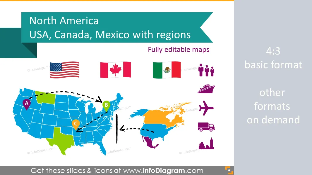 Map of Canada and US, North America, Mexico, Population and GDP preview 1