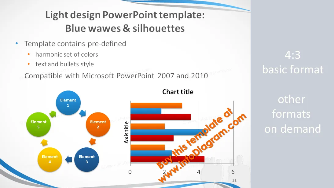 Light PowerPoint Template: Blue Silhouettes preview 1