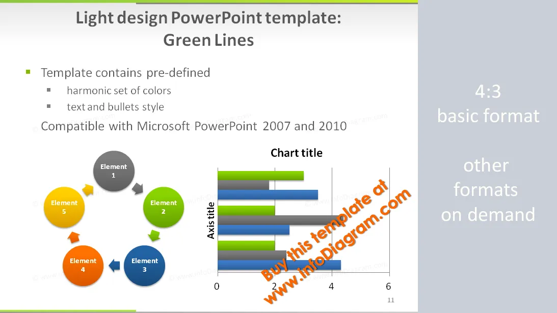 Light PowerPoint Template: Green Lines preview 1
