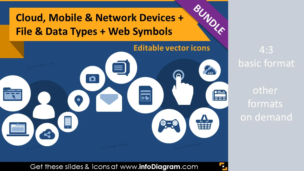 IT icons bundle: Cloud Mobile Devices, Files, Website symbols (flat PPT clipart) preview 1