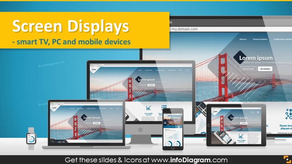 Screen Displays for Website and App Presentation (PPT icons) preview 1