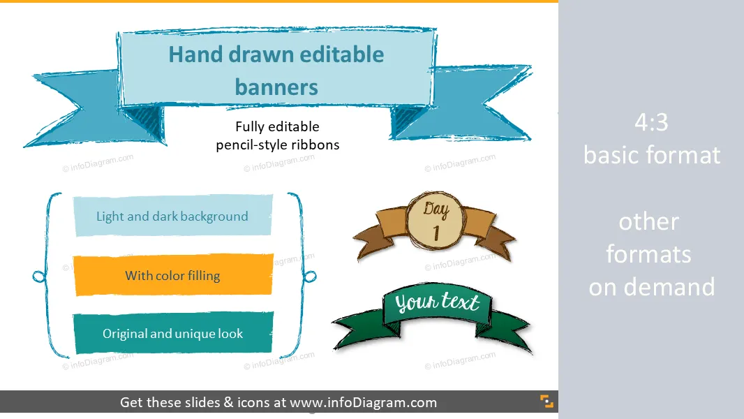 Skizzenbanner Bleistiftband Infografiken Titel (PPT-Formen) preview 1