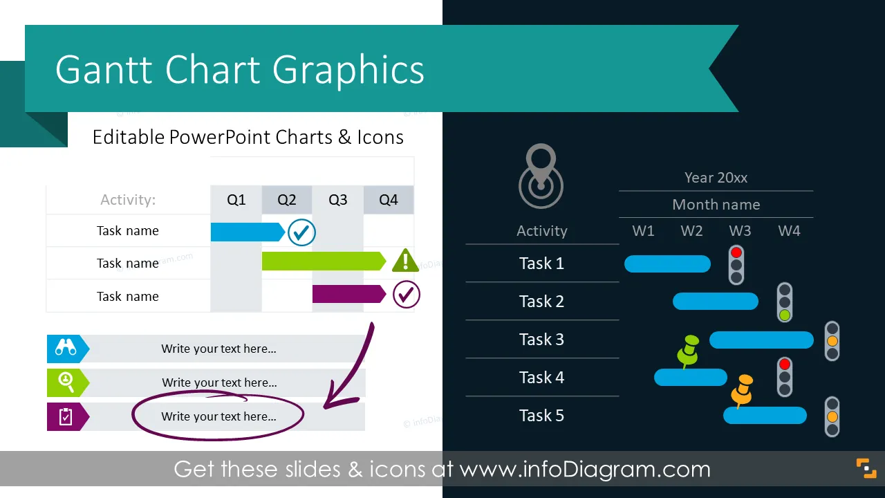 Gantt Chart Graphics for Project Planning (PPT Template) preview 1