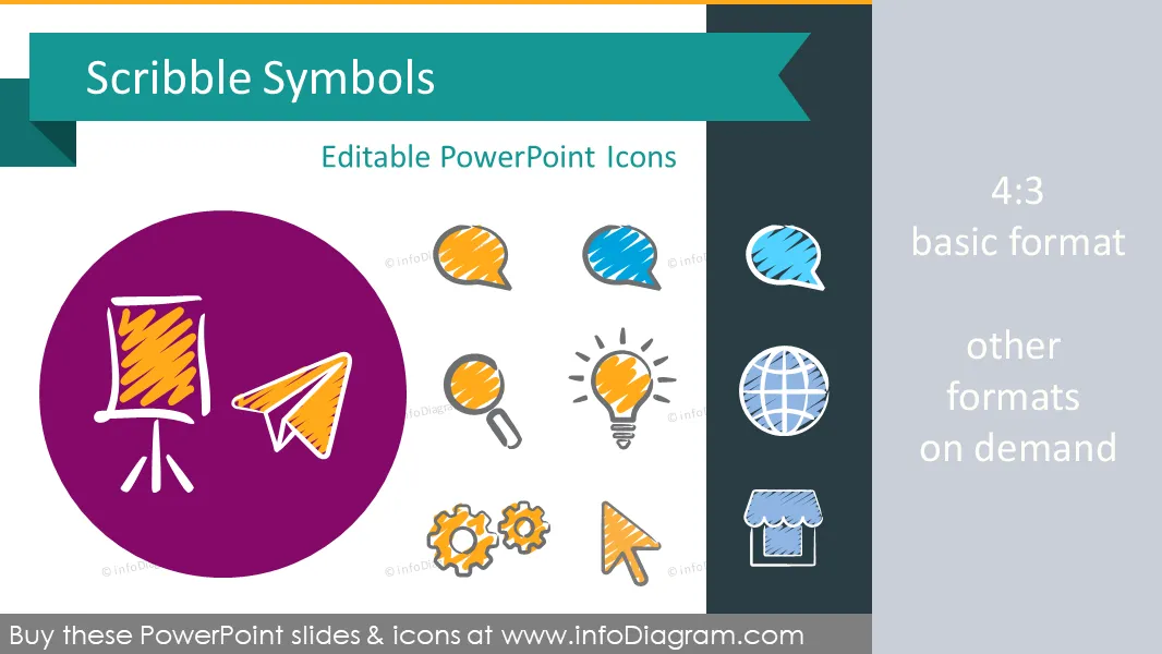 Symboles Gribouillés (icônes PPT et clipart) preview 1