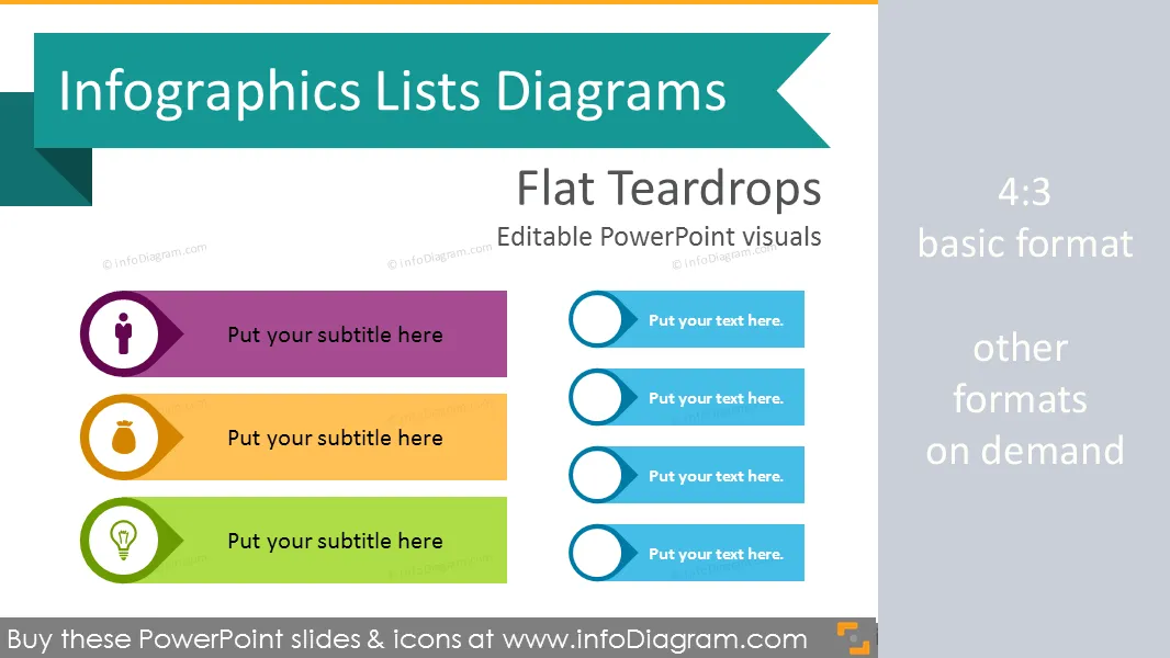 Infographics Teardrops Lists Template (flat PPT Diagrams) preview 1