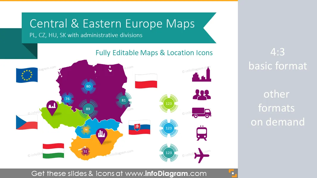 CEE Europa-Karten mit Verwaltungsgebieten (PPT bearbeitbar) preview 1