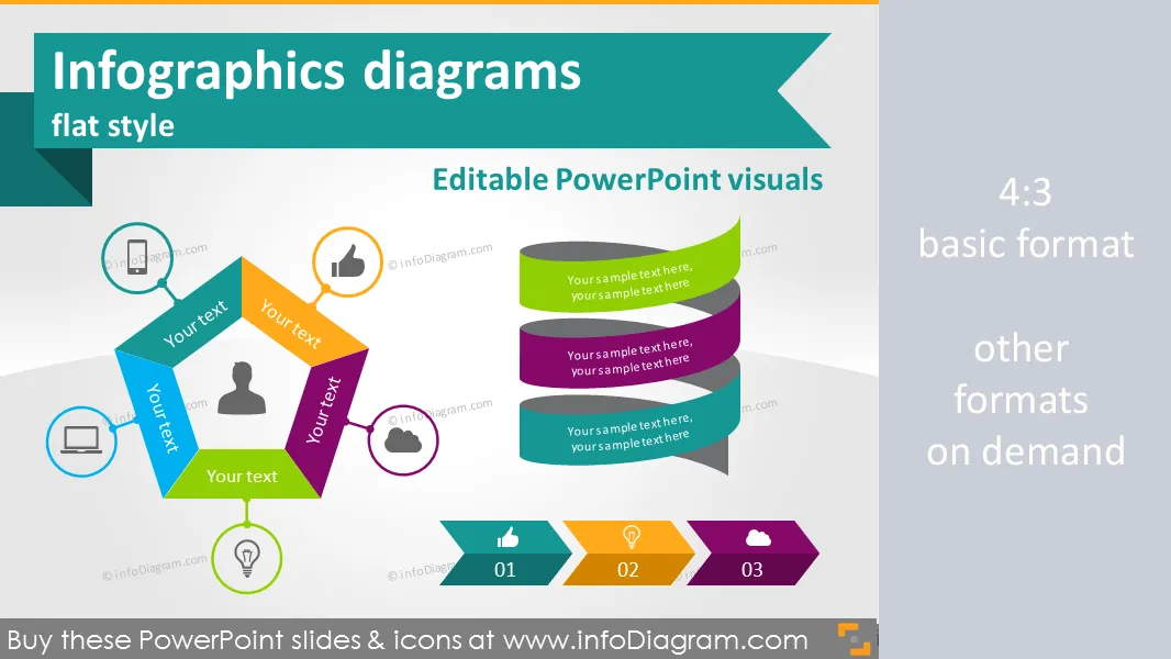 Infographies, diagrammes et symboles - clipart PPT plat preview 1