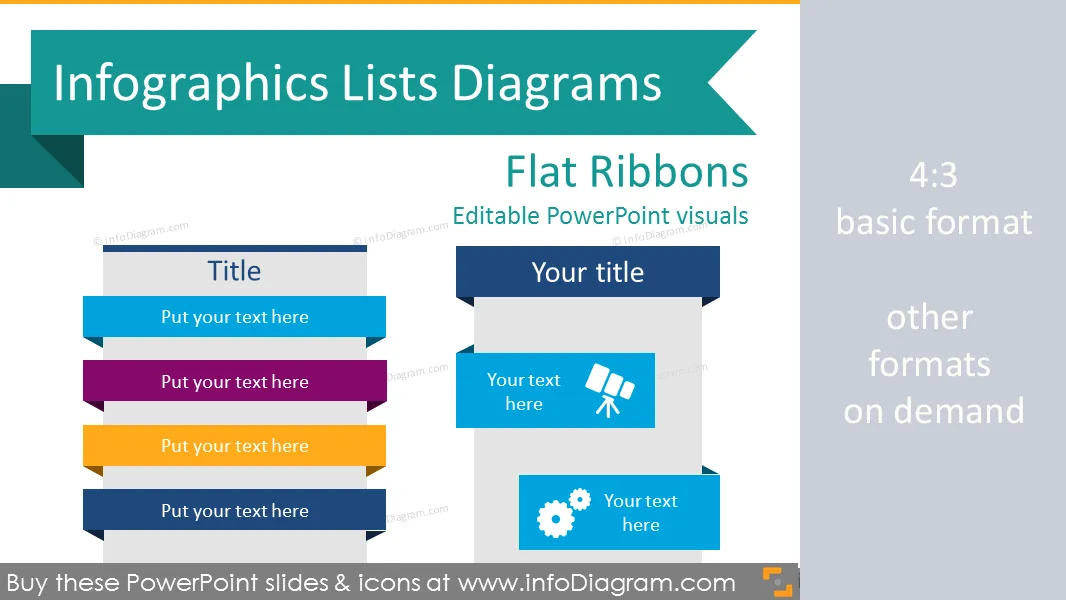 Infographics Ribbons Lists Diagrams (flat PPT Diagrams) preview 1