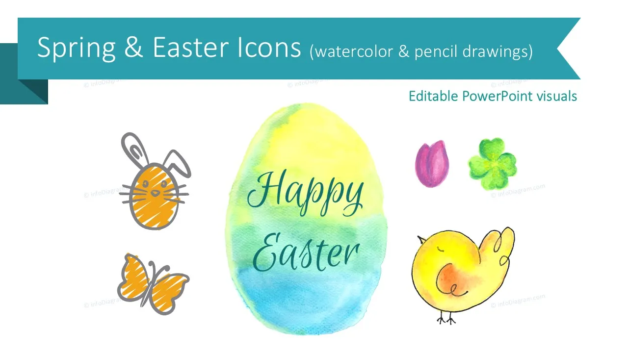 Handwritten Spring and Easter Icons (PPT clipart) preview 1