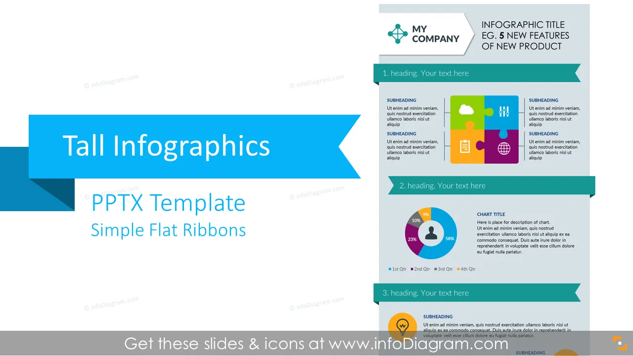 Tall Infographics Presentation Template (flat PPT graphics) preview 1