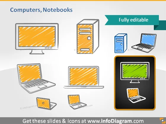 IT Devices Scribbled Tablet Mobile Computer Cloud (PPT icons) preview 3