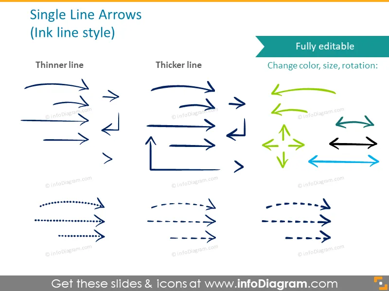 Handdrawn Arrows for sketched organic slides (PPT clipart shapes) preview 3