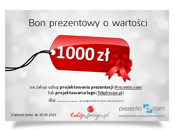 Bon prezentowy 1000 zł na usługi projektowania slajdów i logo preview 2
