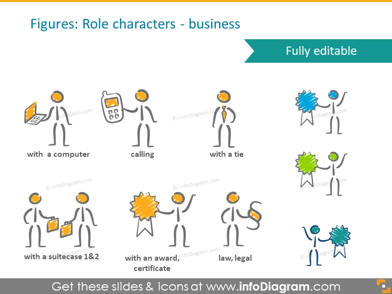 Scribble People Figures (PPT icons & clipart) preview 3